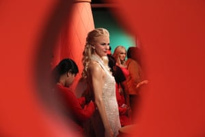 An official puts the finishing touches to Nicole Kidman