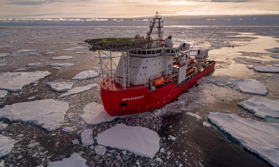 Australia’s Antarctic resupply vessel, MPV Everest, is continuing its return journey after a fire in the engine room.