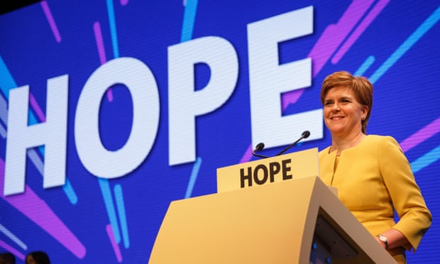 Nicola Sturgeon speaking at the Scotttish National party conference
