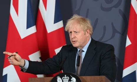 Boris Johnson during a media briefing in Downing Street, London, on the agreement of a post-Brexit trade deal. 