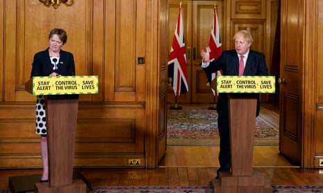 Dido Harding, head of NHS Test and Trace, and prime minister Boris Johnson give a media briefing at Downing Street in July.