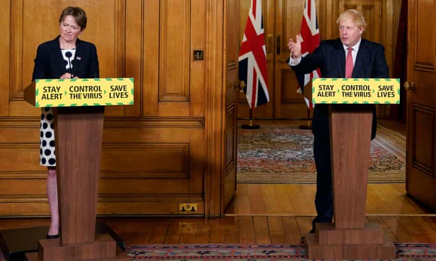 Baroness Dido Harding, executive chairwoman of NHS Test and Trace and Boris Johnson, on 17 July.