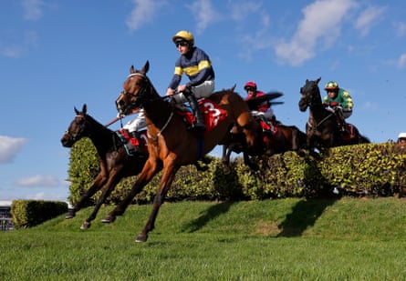 Connor Stone-Walsh on Final Orders lead over the Cheese Wedges fences on their way to winning the Cross-Country Steeplechase at Cheltenham earlier this year.