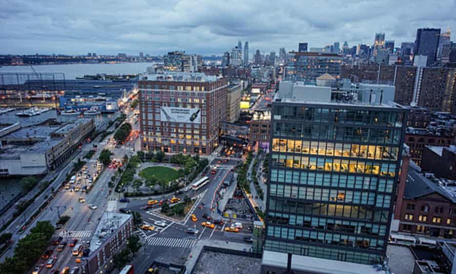 View from the top floor of the Standard Hotel, New York City, US.