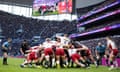 Saracens and Harlequins battle it out at the Tottenham Hotspur Stadium last month