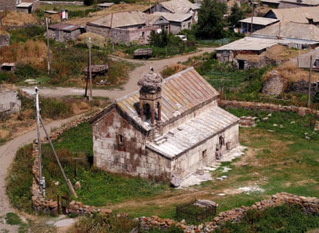 A stork perched on the ancient Baraleti church, near Tsikhisjvari Samtskhe-Javakheti