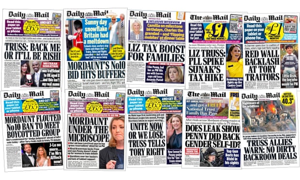 A montage of Daily Mail front pages with anti-Mordaunt headlines