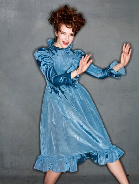 Batsheva in a blue glittery dress