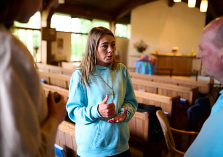 Jenny Armer speaks to residents