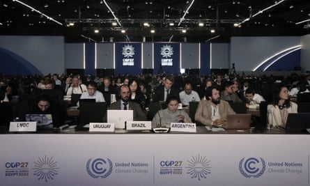 Attendees listen to a review of the state of discussions at the Cop27 summit.