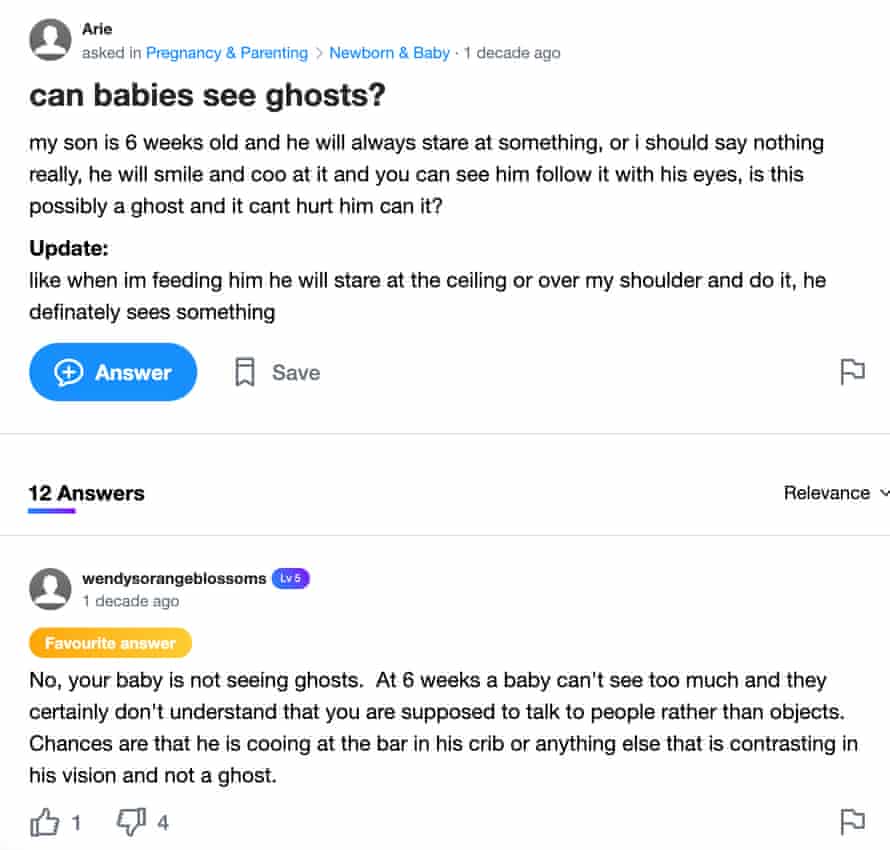Can Babies See Ghosts The Best Of Yahoo Answers Yahoo The Guardian Can Babies See Ghosts The Best Of Yahoo Answers Yahoo The Guardian