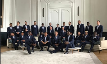 The France team photo with N’Golo Kanté all but hidden behind Paul Pogba.