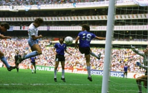 Gary Lineker heads home for England from a cross by John Barnes