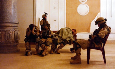 US soldiers stationed inside one of Saddam Hussein's former palaces in Tikrit, Iraq in 2004.