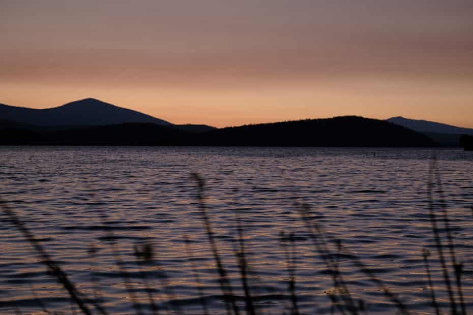 The Upper Klamath Lake in Klamath Falls, Oregon, at sunset.