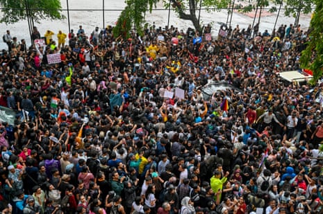 Demonstrators fill a square