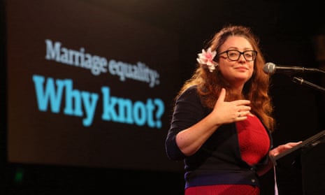 Guardian Live Marriage Equality debate – ‘Why Knot?’Van Badham at the Guardian Live Australian Marriage Equality event at the Giant Dwarf theatre in Redfern Sydney this evening, Thursday 31st March 2016. Photograph by Mike Bowers Guardian Australia.