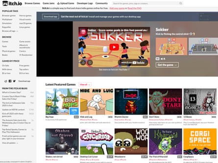 A good starting point … Itch.io’s homepage features a lot of indie developers’ titles.