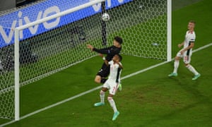 Germany’s Kai Havertz scores their equaliser.