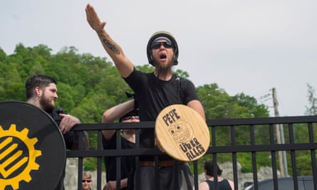 A neo-Nazi demonstrator in Pikeville.