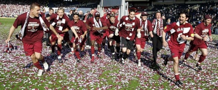Hearts players celebrate after the Scottish Cup final win against Gretna at Hampden Park in 2006