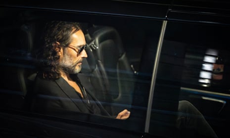 Russell Brand leaving the Troubadour Wembley Park theatre in north-west London after performing a comedy set on Saturday night.