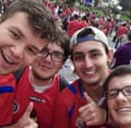 Daniel Villalta with friends after watching Costa Rica beat Italy 1-0 in 2014.