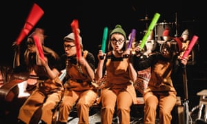 A performance by the puppet cabaret group Tsesho at the Dakh theatre in Kiev.