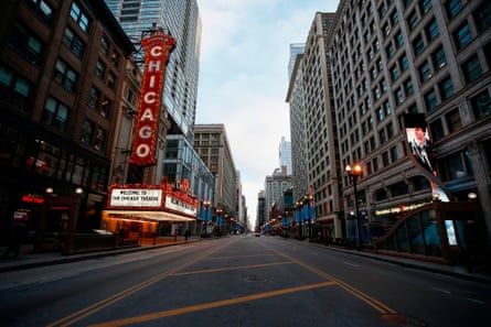 Closed Chicago theater in Chicago in March. Almost 1 billion people were confined to their homes worldwide in March as the global coronavirus death toll topped 12,000 and US states rolled out stay-at-home measures already imposed across swathes of Europe.