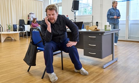 ‘If our children grow up fearful of going into politics, what hope is there for parliament?’ … Corden and Maxwell Martin rehearse another scene.