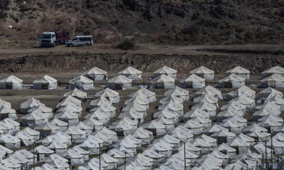The new temporary camp for refugees near Mytilene, on the north-eastern island of Lesbos, Greece.