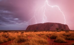 Lightning strikes in the Uluru-Kata Tjuta national park, Australia.