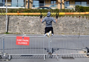 A man exercises in a closed car park in Boscombe