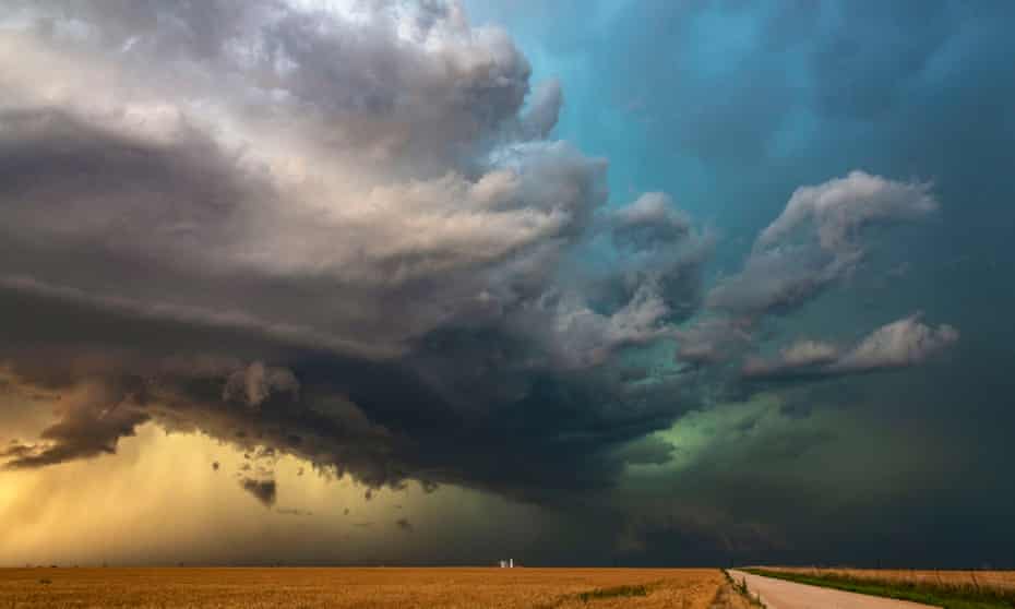 A severe hail storm works its way across Kansas, in the US.