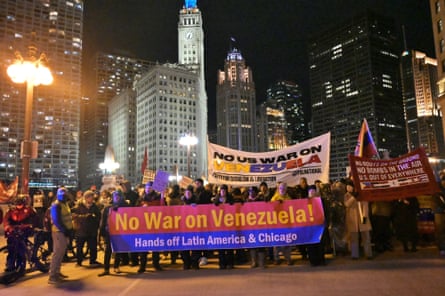 Protesters in Chicago gathered at the Dirksen Federal Building Plaza on Saturday to condemn US military airstrikes on Caracas and the capture of Venezuelan president Nicolás Maduro.