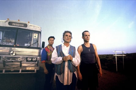 Guy Pearce, Terence Stamp and Hugo Weaving in The Adventures of Priscilla, Queen of the Desert, 1994.