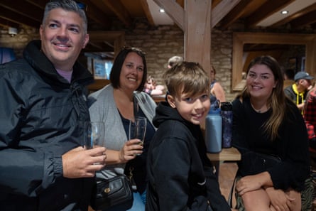Matthew and Zoe Gardner and their children Jacob and Isla in the pub