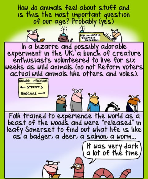 Cartoon by First Dog on the Moon titled Living As Creatures, panel 1