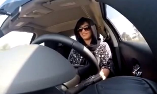 A still from a video released by Loujain al-Hathloul, shows her driving in 2014