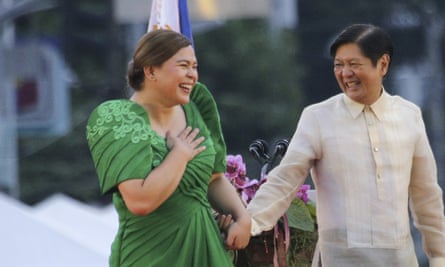 Sara Duterte, vice president, and Ferdinand ‘Bongbong’ Marcos Jr. Duterte clinched a landslide electoral victory despite her father’s human rights record.