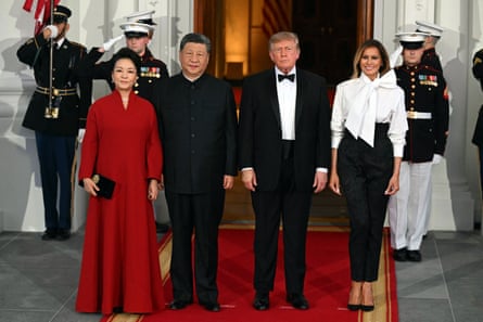 China's First Lady Peng Liyuan, President Xi Jinping, US President Donald Trump and US First Lady Melania Trump.