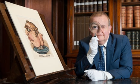 Ian Hislop in the prints and drawings study room at the British Museum. 