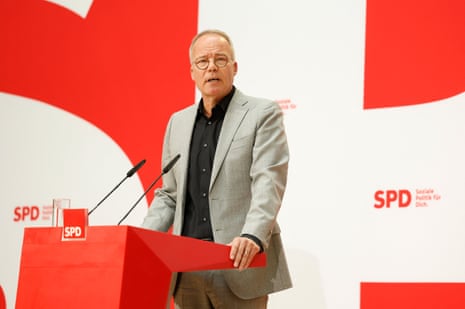 Matthias Miersch, secretary general of Germany's social democratic SPD party, addresses a press conference at the party's headquarters in Berlin.