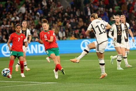 Germany's Klara Buehl scores her side's third goal.