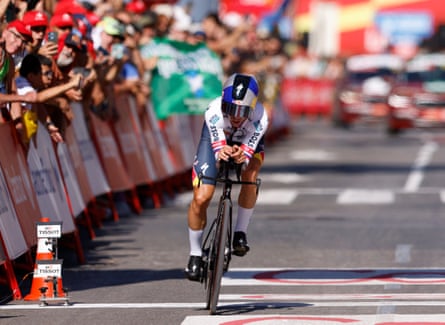 Primoz Roglic in action during stage 18