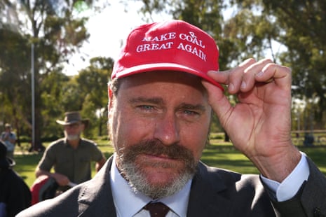Tasmanian Greens senator Peter Whish-Wilson with his ‘Make Coral Great Again’ hat