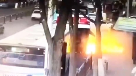 CCTV shows huge sinkhole swallowing bus in China killing at least six – video 