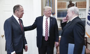 Donald Trump with foreign minister Sergei Lavrov and Sergey Kislyak in the White House last week.