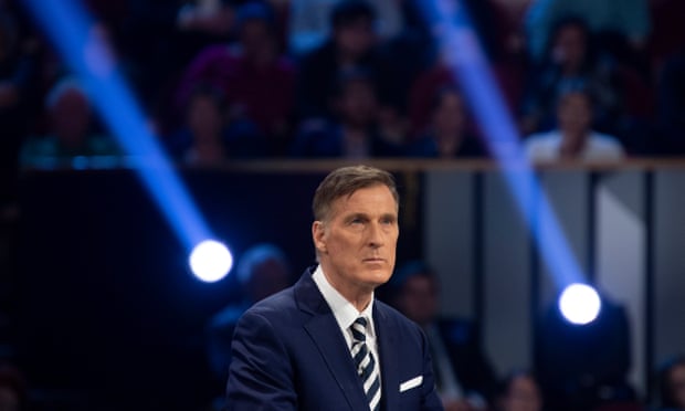 Maxime Bernier, the People’s party of Canada leader, takes part in a debate in Gatineau, Quebec, on 10 October. 