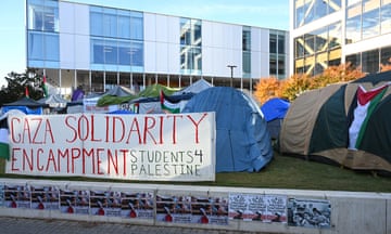 A Gaza Solidarity encampment is seen at the Australian National University in Canberra